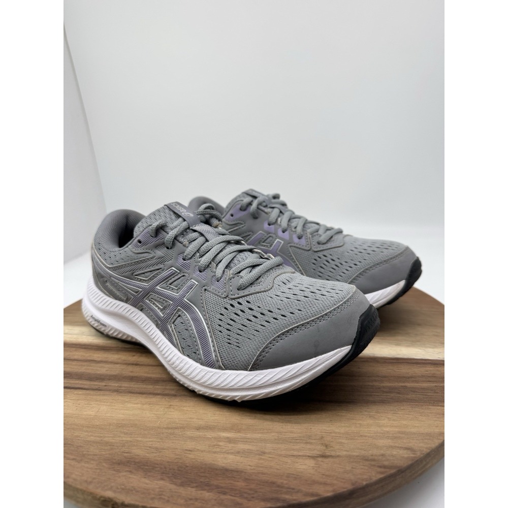 Asics Gel-Contend 8 Women 7 Grey/Violet Athletic Running Sneakers Amplifoam EUC